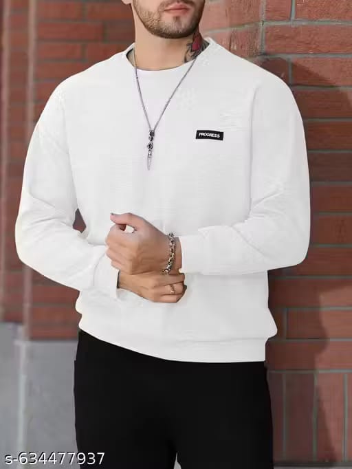 Solid Polyester Sweatshirt | Full Sleeve Casual Round Neck Winter Wear